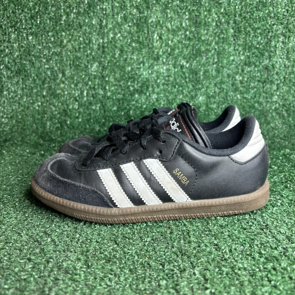 Adidas Samba Classic Leather Suede Gum Sole Soccer Sneakers Black Kids Size‎ 1.5